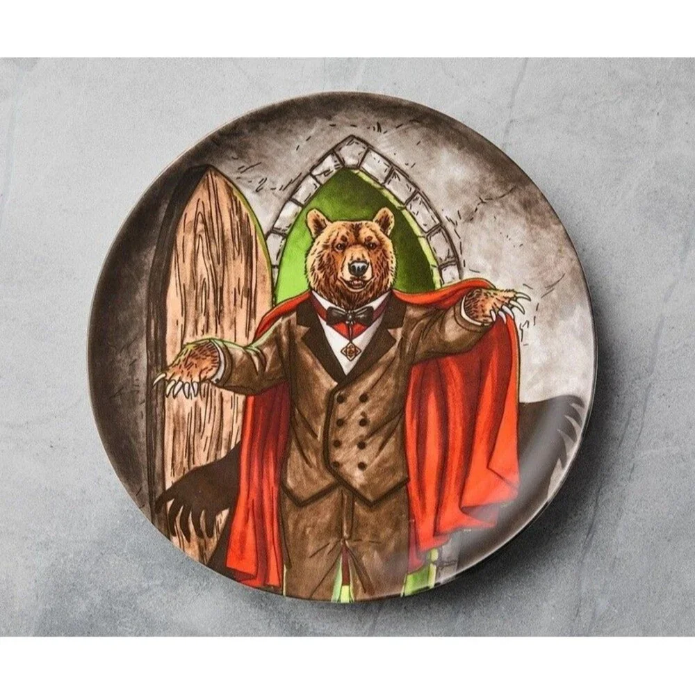 West Elm Rachel Kozlowski Dapper Animal Halloween Plate Set of 5 NEW